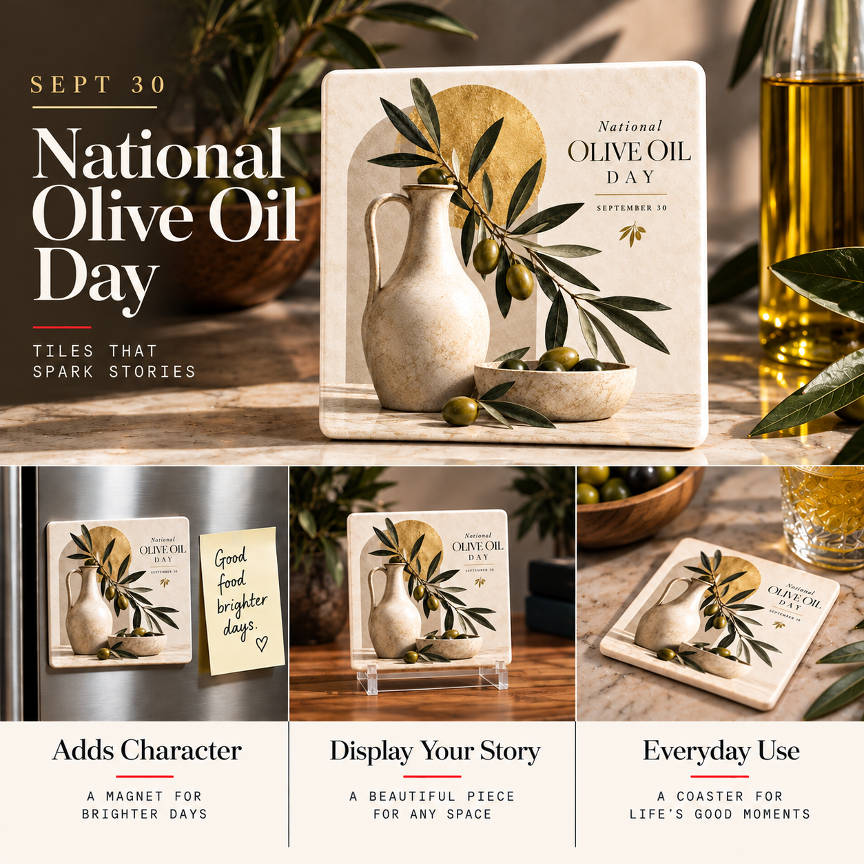 National Olive Oil Day — a 16SQED ceramic art tile